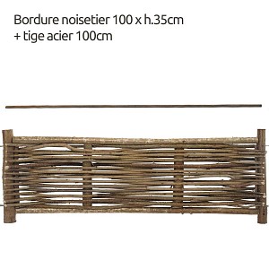 Lien vers un produit variante ou accessoire : Bordure bois noisetier L.100 x H.35cm + tige 100cm