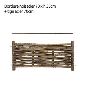 Lien vers un produit variante ou accessoire : Bordure bois noisetier L.70 x H.35cm + tige 70cm