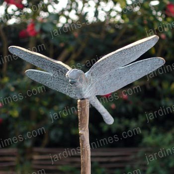 Tuteur décoratif Libellule en bronze