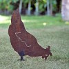 Silhouette Poule qui picore - déco de jardin en métal