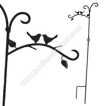 Support corbeille fleurie 180cm motif oiseau