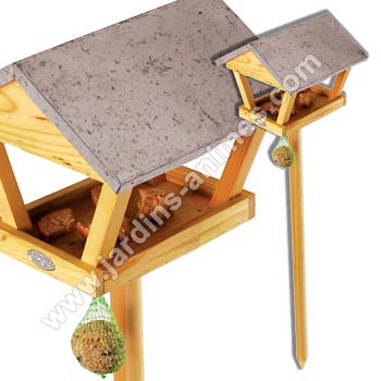 Table mangeoire sur piquet en bois et zinc