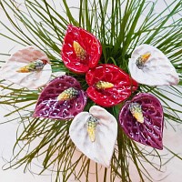 Bouquet CaraÃ¯bes - fleurs en cÃ©ramique sur tige Ã planter