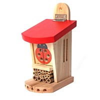 Hôtel à insectes coccinelle rouge Bois FSC - 26 cm