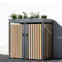 Cache poubelle double avec bac jardinière  Cache poubelle double avec bac jardinière