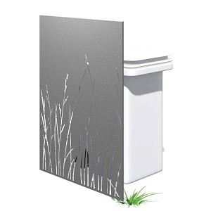 Lien vers un produit variante ou accessoire : Cache une poubelle métal gris motif herbe long.106cm