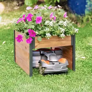 Abri pour robot tondeuse en bois avec jardinière L.60 x P.70 x H.47cm