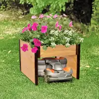 Abri pour robot tondeuse en bois avec jardinière L.60 x P.70 x H.47cm