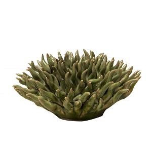 Fleur corail en céramique Mondo 14,5cm - Vert olive
