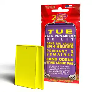 Lot de 2 plaquettes anti punaises de lit pour valise - Efficace sous 4h chrono pendant 5 semaines