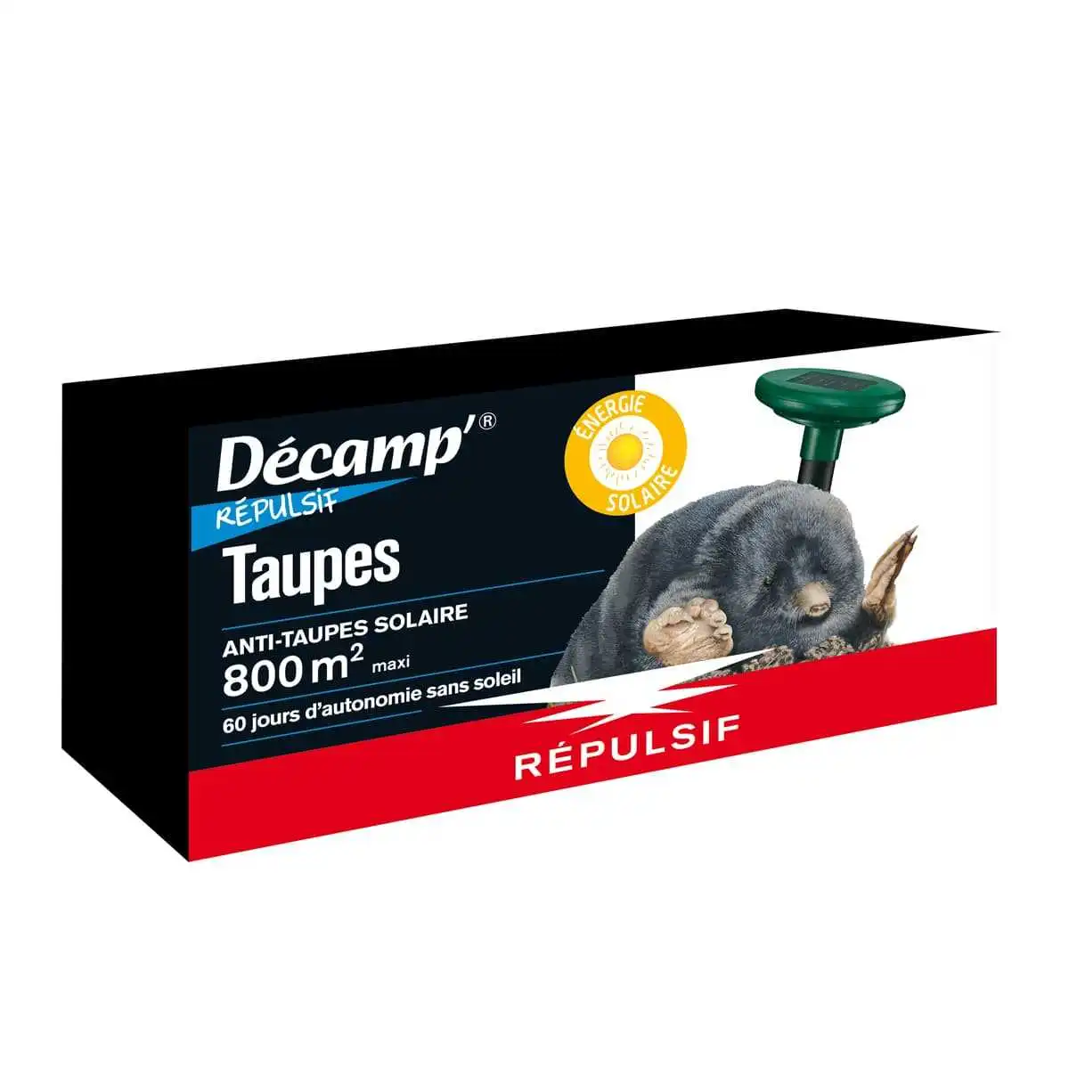 Anti taupe solaire à vibrations 800m2  Anti taupe solaire à vibrations 800m2