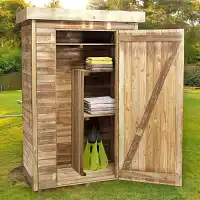 Armoire de jardin en bois, toit plat - Rangement extérieur L. 130 x l. 69 x H. 200 cm  Armoire de jardin en bois, toit plat - Rangement extérieur L. 130 x l. 69 x H. 200 cm