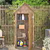 Armoire de jardin en bois, toit pointu - Rangement extérieur L. 93 x l. 60 x H. 193 cm