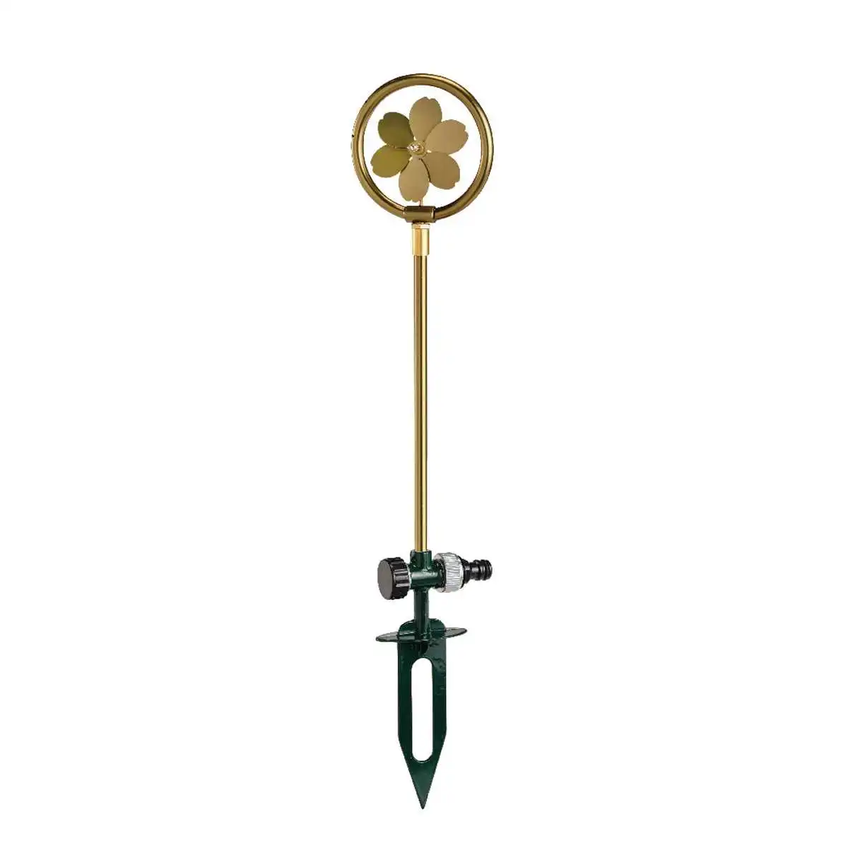Arroseur rotatif en aluminium doré motif fleur D.11 x H.56 cm  Arroseur rotatif en aluminium doré motif fleur D.11 x H.56 cm
