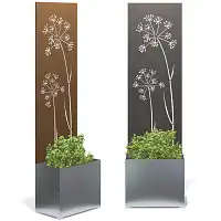 Bac jardinière avec panneau décoratif en acier galvanisé