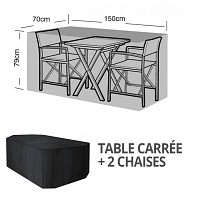Housse bÃ¢che protection table bistro carrÃ©e + 2 chaises long. 150cm