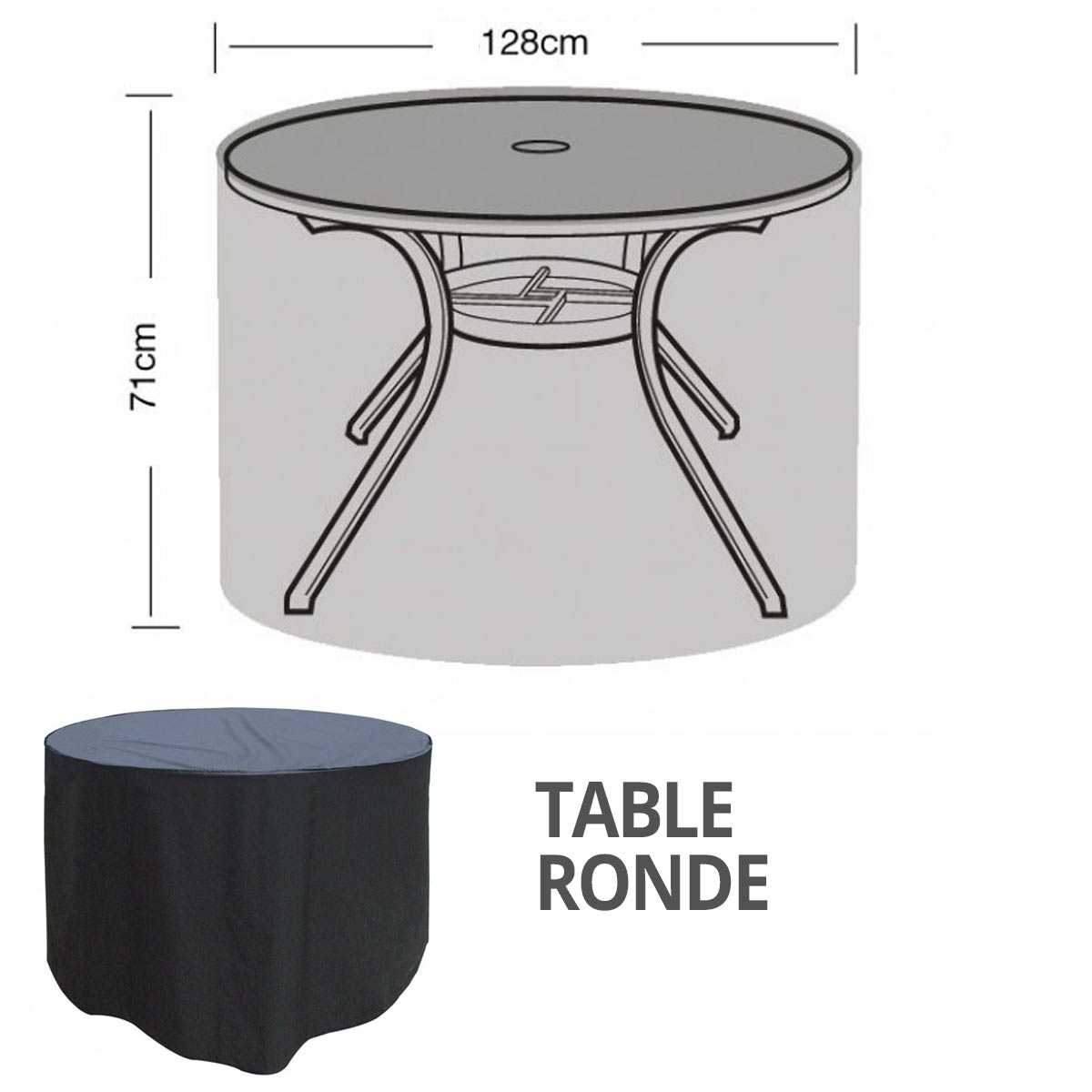 Housse bâche protection table ronde diam. 128cm, vente au meilleur prix