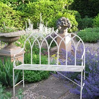 Banc de jardin en fer Arche gothique - Blanc