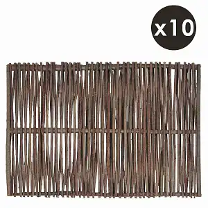 Barrière noisetier L.180 x H.120cm - tressage vertical - Lot de 10
