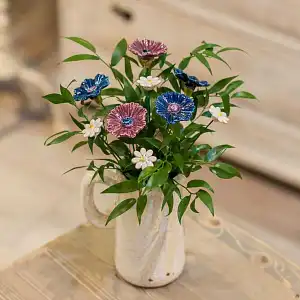 Bleuet en céramique sur tige à planter - Déco jardin