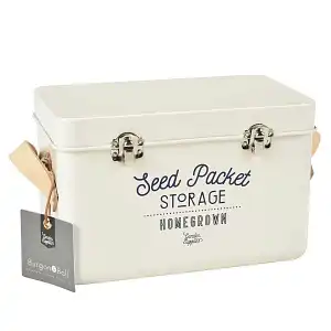 Boite en fer pour organiser les sachets de graines - Beige