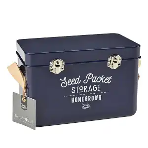 Boite en fer pour organiser les sachets de graines - Bleu