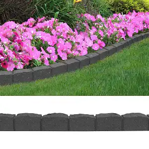 Bordure de jardin effet pavés 120cm - Caoutchouc recyclé