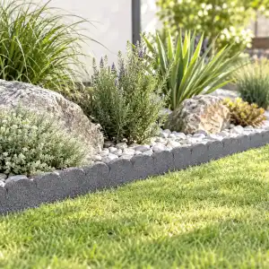 Bordure de jardin flexible dentelée en caoutchouc recyclé, Gris - L.120 x l.5 x H.10cm