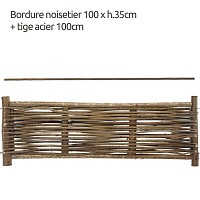 Bordure bois noisetier L.100 x H.35cm + tige 100cm