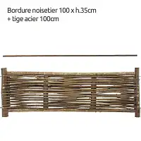 Bordure bois noisetier L.100 x H.35cm + tige 100cm