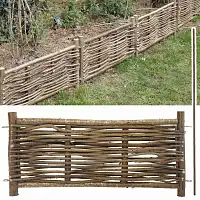 Bordure de jardin en bois noisetier avec tige
