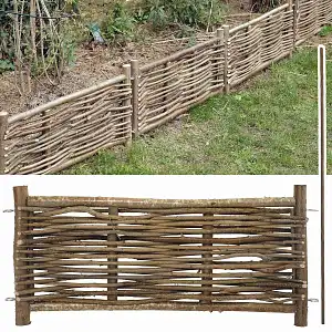 Bordure de jardin en bois noisetier avec tige