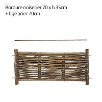 Bordure bois noisetier L.70 x H.35cm + tige 70cm