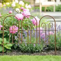 Bordure de jardin volutes en acier peint, marron L.60 x H.47,5cm