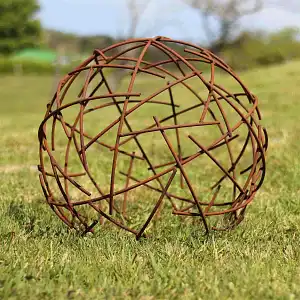 Boule Décorative De Jardin Rustique 40 Cm - Effet Rouille Noble