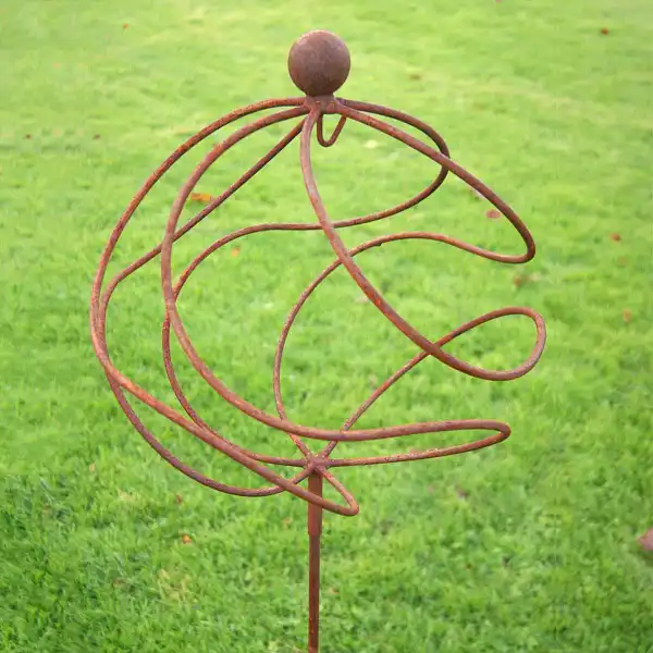 boule tuteur deco metal rouille