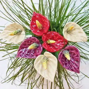 Bouquet Caraïbes - fleurs en céramique sur tige à planter