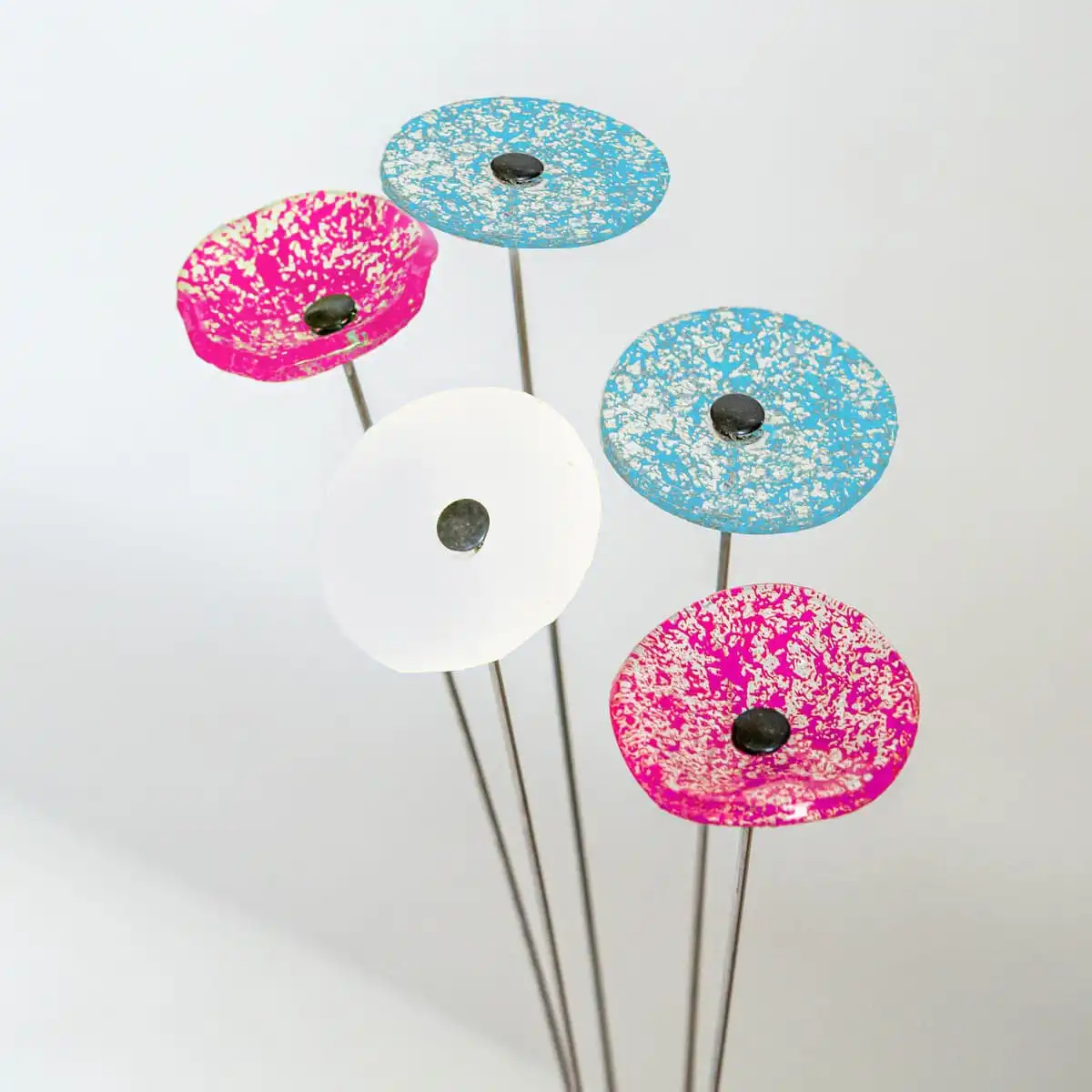 Bouquet 5 fleurs en verre artisanales Adèle - Douces pensées - intérieur  Bouquet 5 fleurs en verre artisanales Adèle - Douces pensées - intérieur