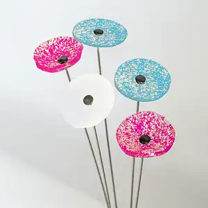 Bouquet 5 fleurs en verre artisanales Adèle - Douces pensées - intérieur  Bouquet 5 fleurs en verre artisanales Adèle - Douces pensées - intérieur