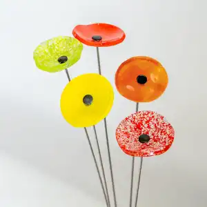 Bouquet 5 fleurs en verre artisanales Adèle - Jolie prairie