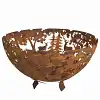 Brasero demi rond en métal rouillé 57,5cm - décor forêt