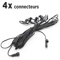 Cable Rallonge de 12m, 4 connecteurs basse tension 12V