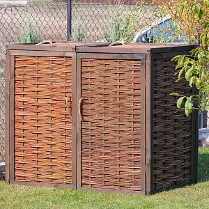 Cache poubelle tressage osier et Pin FSC