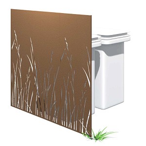 Lien vers un produit variante ou accessoire : Cache deux poubelles métal marron motif herbe long. 159cm