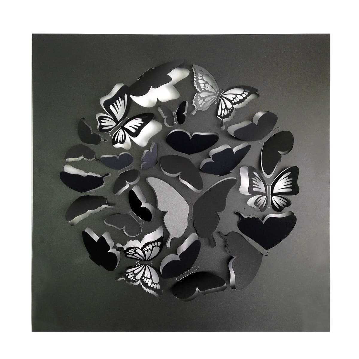 Tableau décoratif carré Papillons en acier peint