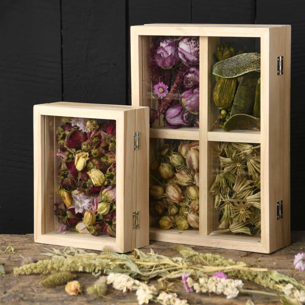 Boîte En Bois Rectangulaire Vitrine De Fleurs Séchées Boîtes