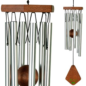 Carillon à vent bois et aluminium 35cm - Argent