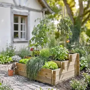 Carré potager en bois 3 étages L.120 x l.100 x H.54 cm