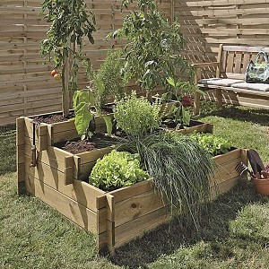 Carré potager en bois 3 étages L. 120 x l. 100 x H. 54cm