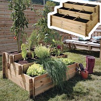 Carré potager 3 étages en bois traité + géotextile